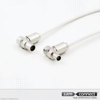 Coax RG 6 cable, angled IEC-connectors, 5m, m/f