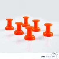 Magnetic jumbo size push pins orange 6 pcs